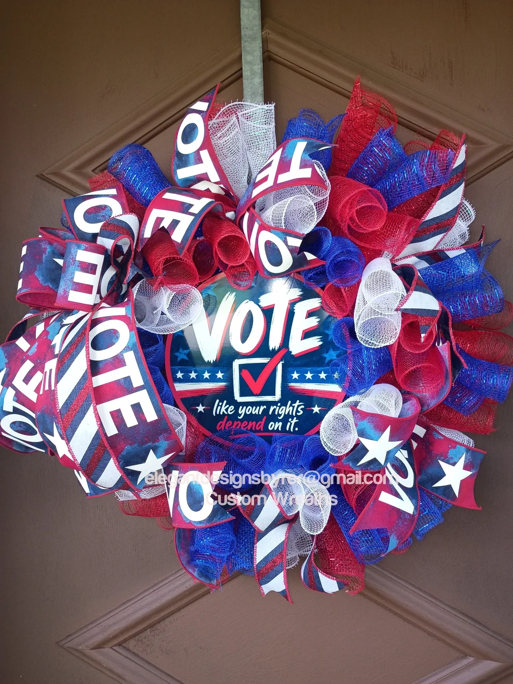 Vote Wreath – Patriotic Red, White & Blue Door Decor
